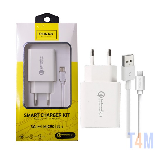 Foneng Fast Charger EU13 with Micro Cable 1USB 3A White